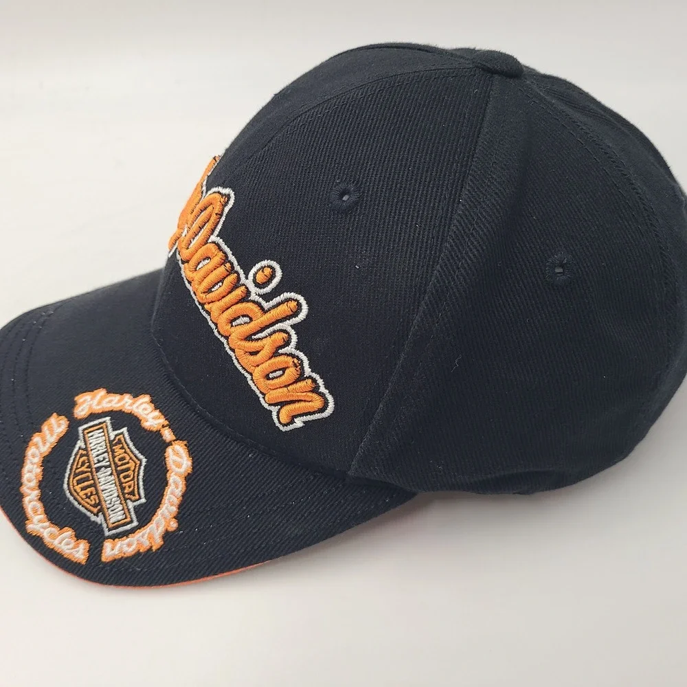 Harley-Davidson Hat Adjustable (Fits Small) Black Orange Motorcycles‎ Biker Men